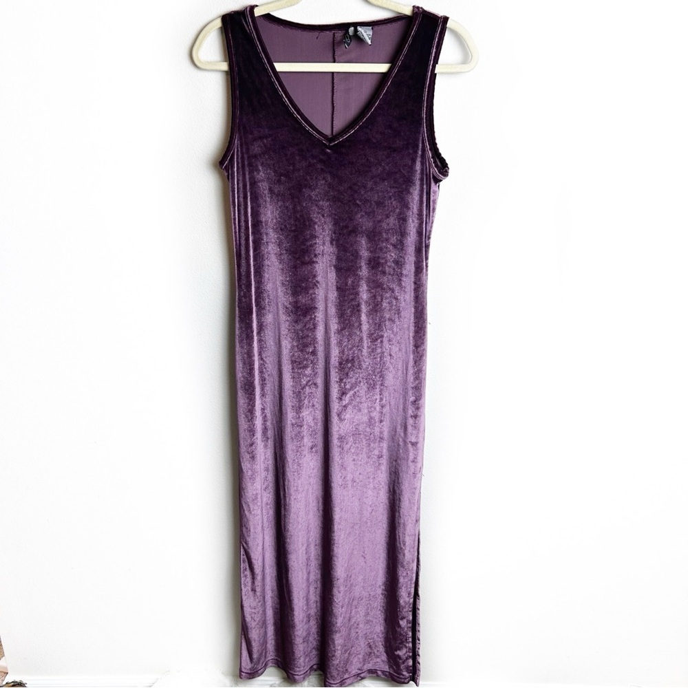 Vintage Cement Strapless Velvet Maxi dress in deep plum 90's witchy size: M